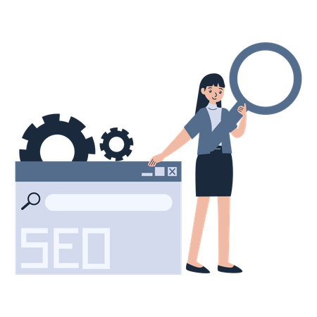 Employé effectuant une analyse SEO  Illustration