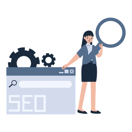 Employé effectuant une analyse SEO  Illustration