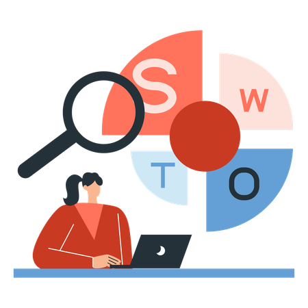 Employé effectuant une analyse SWOT  Illustration