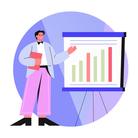 Employé donnant une présentation d'entreprise  Illustration