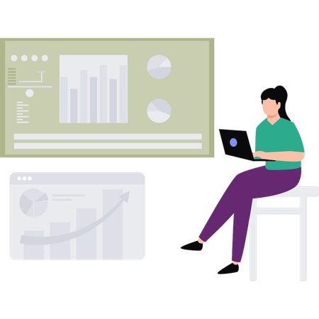 L'employé gère le rapport d'analyse financière  Illustration