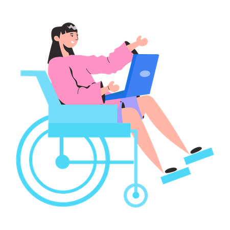 Employé handicapé travaillant sur un ordinateur portable  Illustration