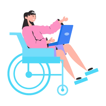 Employé handicapé travaillant sur un ordinateur portable  Illustration