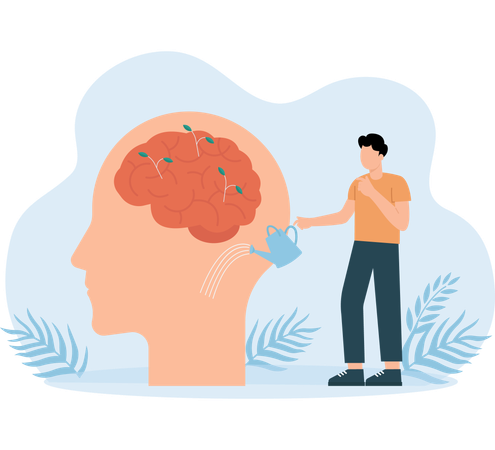 Un employé investit dans Mind Growth  Illustration