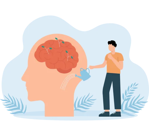 Un employé investit dans Mind Growth  Illustration