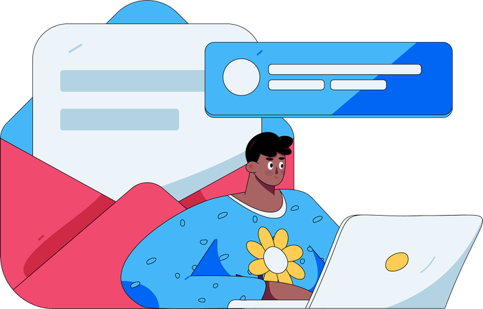 Employé masculin lisant un e-mail  Illustration