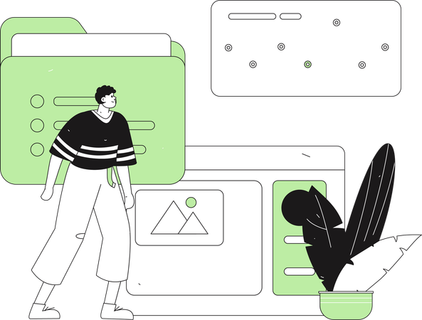 Employé masculin lisant un e-mail  Illustration