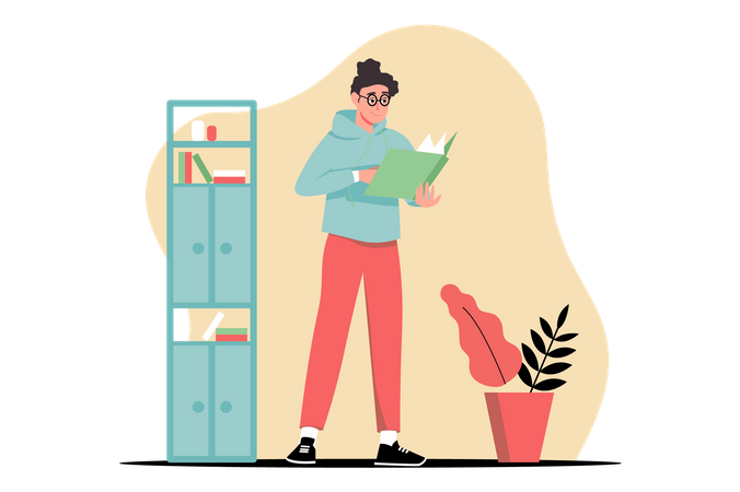 Employé masculin regardant un dossier au bureau  Illustration