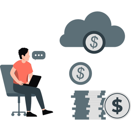 Un employé parle d'investissement dans le cloud  Illustration