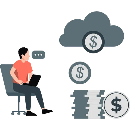 Un employé parle d'investissement dans le cloud  Illustration