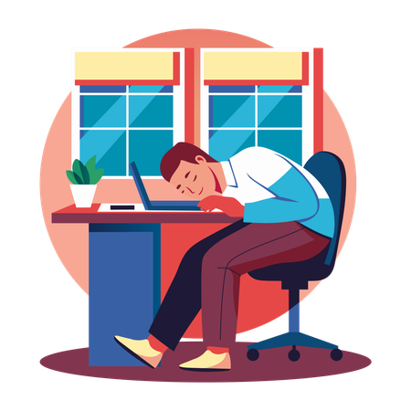 Employé faisant une sieste  Illustration