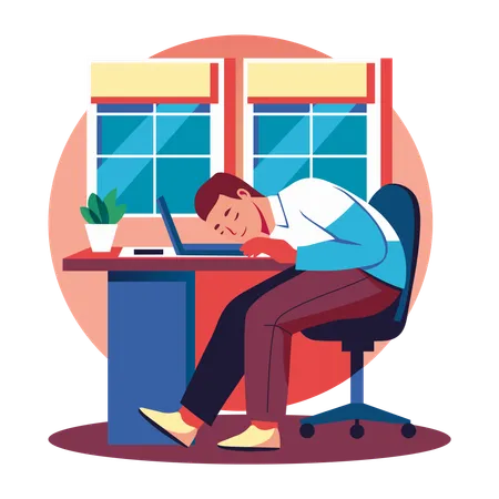 Employé faisant une sieste  Illustration