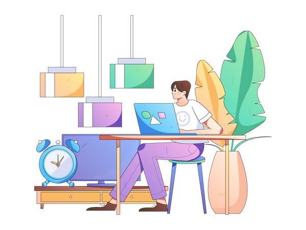Employé prenant une pause de son bureau  Illustration