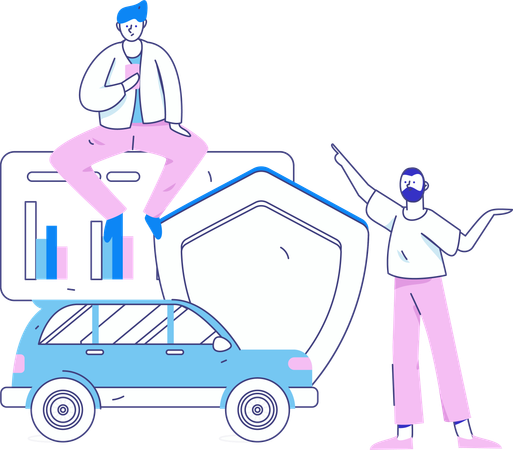 L'employé souscrit une nouvelle assurance automobile  Illustration