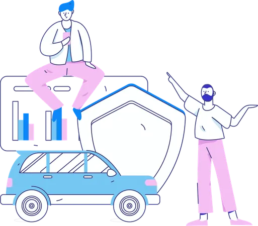 L'employé souscrit une nouvelle assurance automobile  Illustration