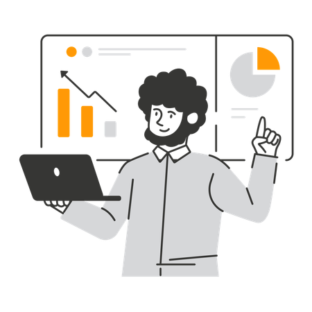 L'employé présente l'analyse des données commerciales  Illustration