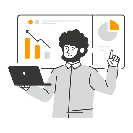 L'employé présente l'analyse des données commerciales  Illustration