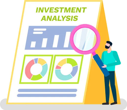 Un employé présente des données d'analyse d'investissement  Illustration