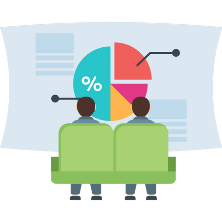 Employé regardant une présentation commerciale  Illustration