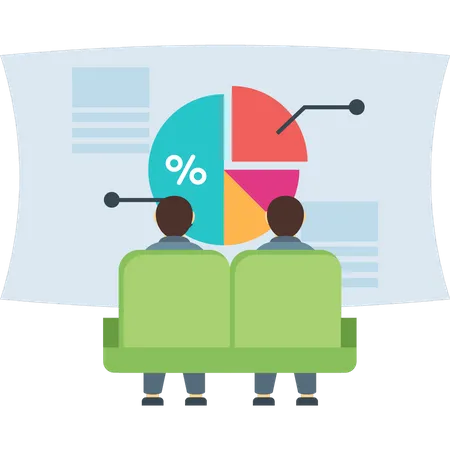 Employé regardant une présentation commerciale  Illustration