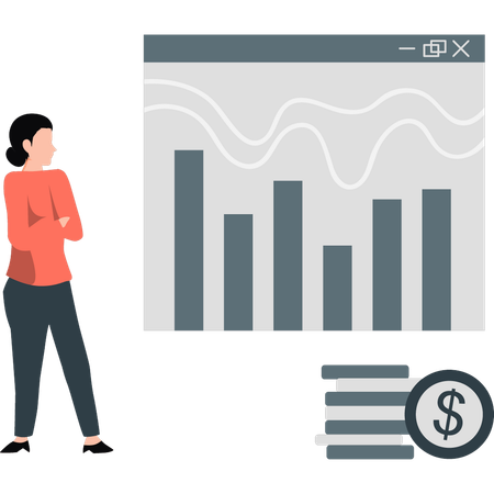 Employé regardant un graphique d'analyse  Illustration