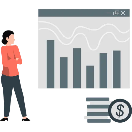 Employé regardant un graphique d'analyse  Illustration