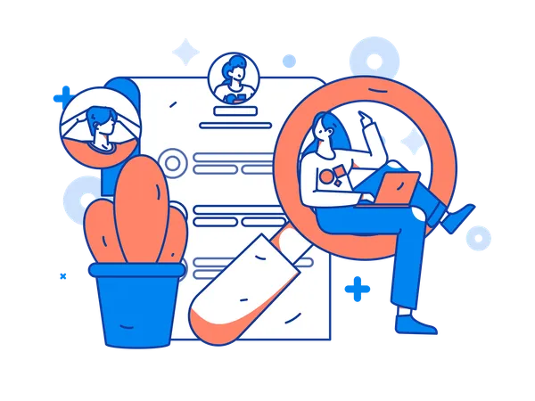 L'employé remplit un formulaire Web  Illustration