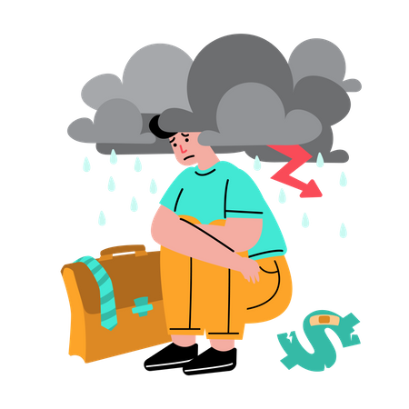 Employé sans emploi en raison d'une crise commerciale  Illustration
