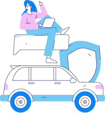 Un employé sécurise sa voiture  Illustration