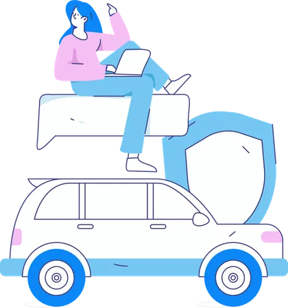 Un employé sécurise sa voiture  Illustration