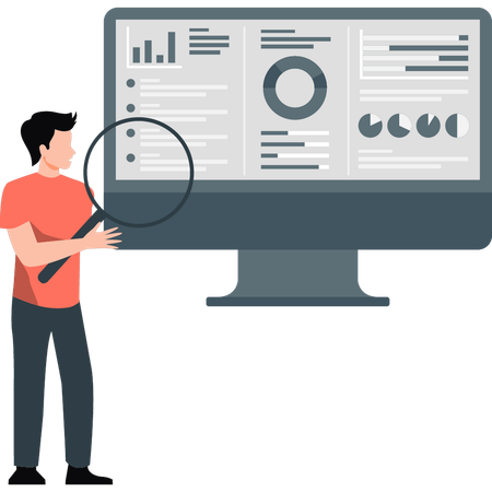 Employé tenant une loupe  Illustration