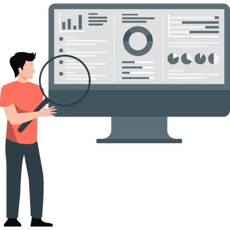 Employé tenant une loupe  Illustration