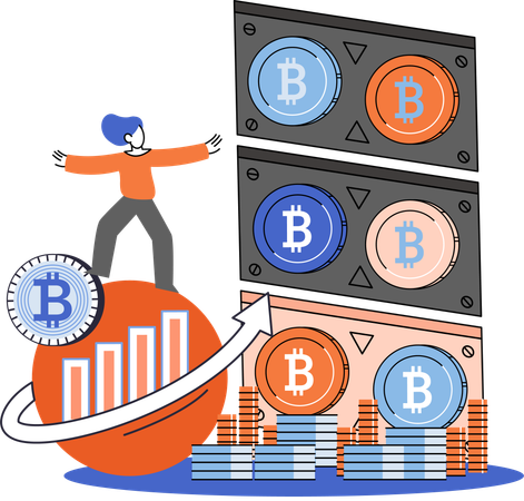 Les personnes travaillant sur l'extraction de cryptomonnaies  Illustration