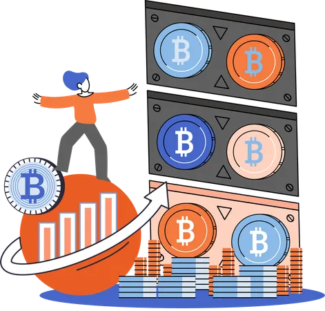 Les personnes travaillant sur l'extraction de cryptomonnaies  Illustration