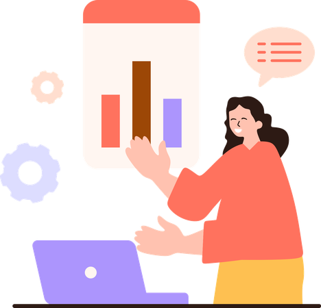 Employé travaillant sur l'analyse de la croissance  Illustration