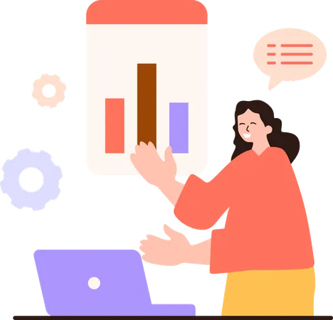 Employé travaillant sur l'analyse de la croissance  Illustration