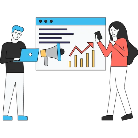 Employé travaillant sur l'analyse marketing  Illustration