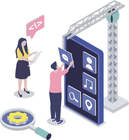L'employé travaille sur différentes lignes de programmation  Illustration