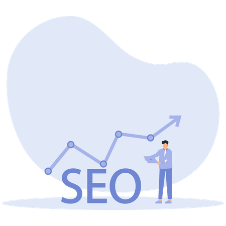 L'employé travaille sur l'analyse SEO  Illustration