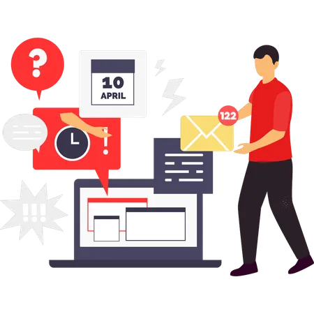 L'employé travaille sur le marketing par courrier  Illustration