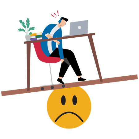 Triste employé qui travaille  Illustration