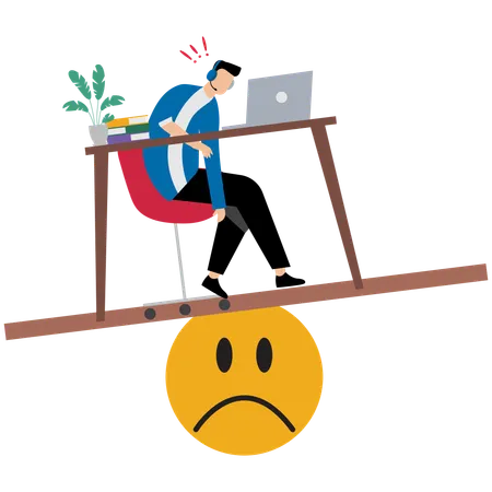 Triste employé qui travaille  Illustration