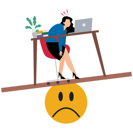 Triste employé qui travaille  Illustration