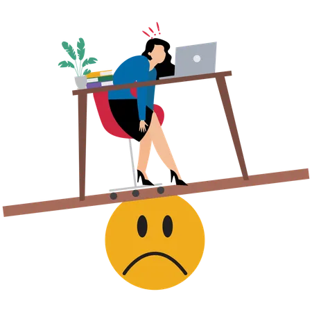 Triste employé qui travaille  Illustration