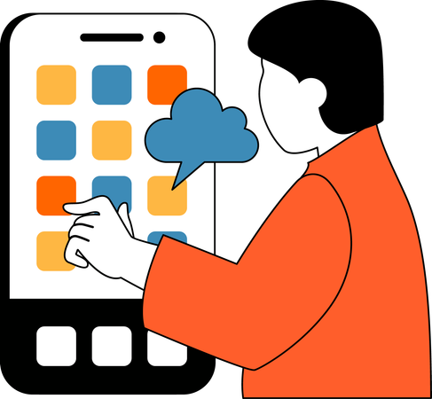 L'employé utilise une application cloud  Illustration