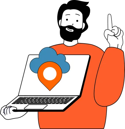 L'employé utilise la localisation dans le cloud  Illustration