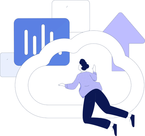 L'employé utilise le réseau cloud  Illustration