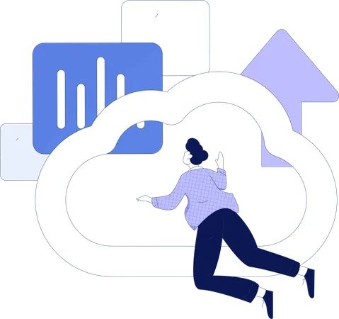 L'employé utilise le réseau cloud  Illustration