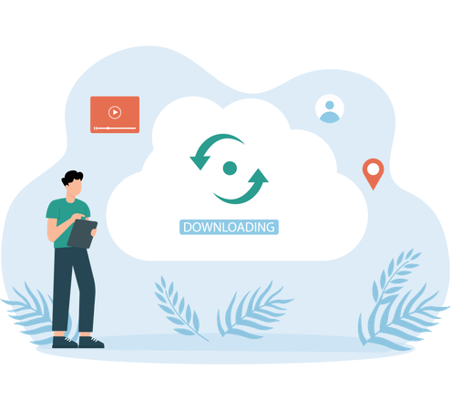 Employe working on Cloud Sync  Illustration