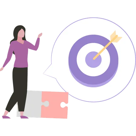 The Girl Is Pointing At The Target Goal Illustration